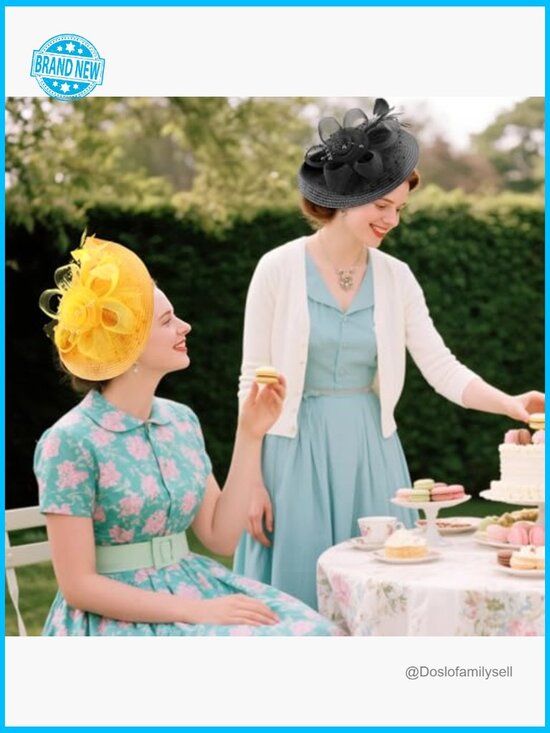 Vintage Fascinator Hat with Feathers and Mesh Veil Tea Party Derby Headwear main image 4